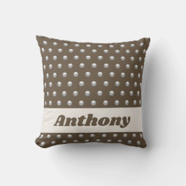 Polka Dot Metallic Silver en Dark Brown gepolijst Kussen