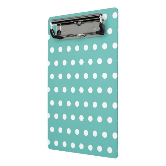 Polka Dot Mini Klembord (Aqua & Wit) (Angled2)
