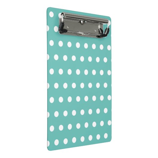Polka Dot Mini Klembord (Aqua & Wit) (Schuin)