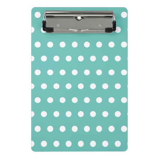 Polka Dot Mini Klembord (Aqua & Wit) (Voorkant)