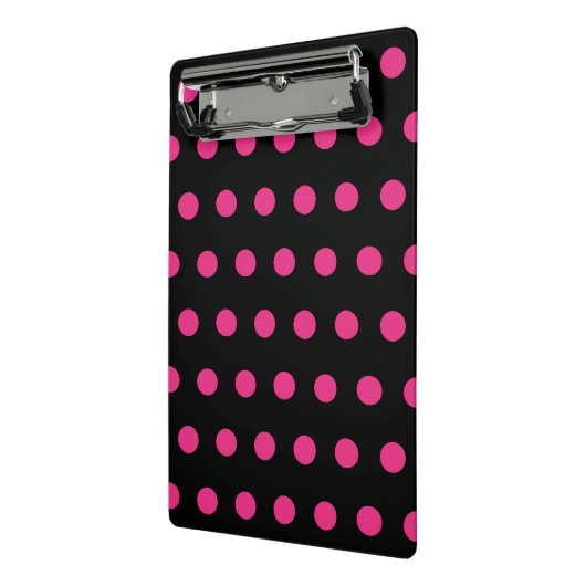 Polka Dot Mini Klembord (Zwart & Neon Roze) (Angled2)