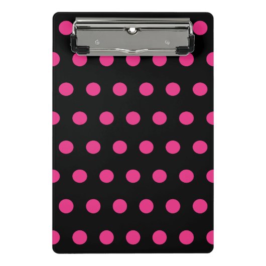 Polka Dot Mini Klembord (Zwart & Neon Roze) (Voorkant)