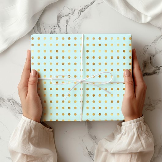 Polka Dot Mint en Faux Gold Folie Wrapping Paper Cadeaupapier