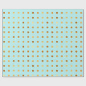 Polka Dot Mint en Faux Gold Folie Wrapping Paper Cadeaupapier (Vlak)