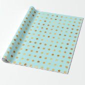 Polka Dot Mint en Faux Gold Folie Wrapping Paper Cadeaupapier (Uitgerold)