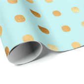 Polka Dot Mint en Faux Gold Folie Wrapping Paper Cadeaupapier (Rol Hoek)