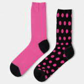 Polka Dot Mismatch Socks (zwart en neonroze) Sokken (Links)