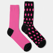 Polka Dot Mismatch Socks (zwart en neonroze) Sokken (Rechts)