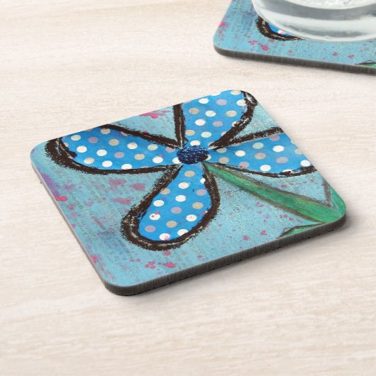 Polka Dot Mixed Media Flower Bier Onderzetter (Linkerzijde)