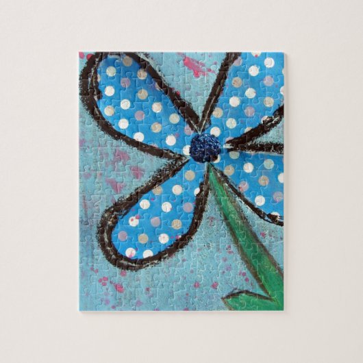 Polka Dot Mixed Media Flower Legpuzzel (Verticaal)