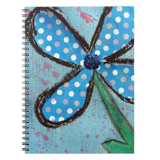 Polka Dot Mixed Media Flower Notitieboek (Voorkant)