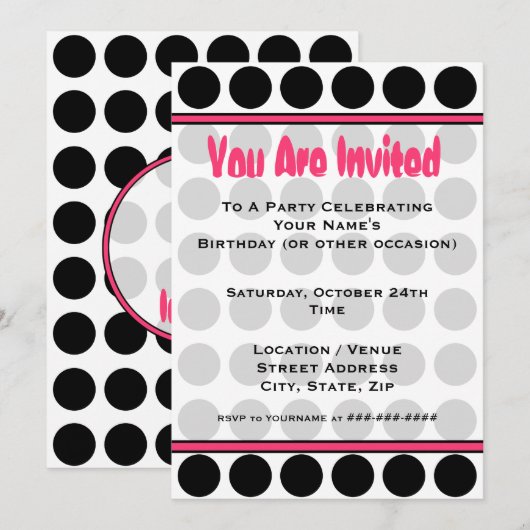 Polka Dot Mode Uitnodiging (Voorkant / Achterkant)