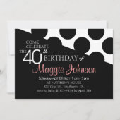 Polka Dot Modern 40th Birthday Invite Kaart (Voorkant)