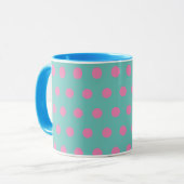 Polka Dot Mok (Aqua & Roze) (Voorkant links)