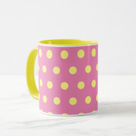 Polka Dot Mok (roze & zacht geel)
