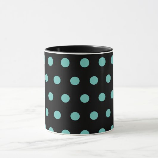 Polka Dot Mok (Zwart & Aqua) (Midden)