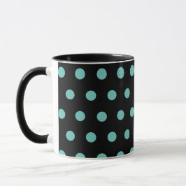 Polka Dot Mok (Zwart & Aqua)