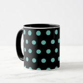 Polka Dot Mok (Zwart & Aqua) (Voorkant links)