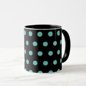 Polka Dot Mok (Zwart & Aqua) (Voorkant rechts)
