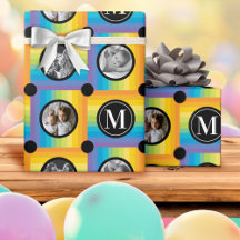 Polka Dot Monogram Aangepaste Foto's Regenboogcont
