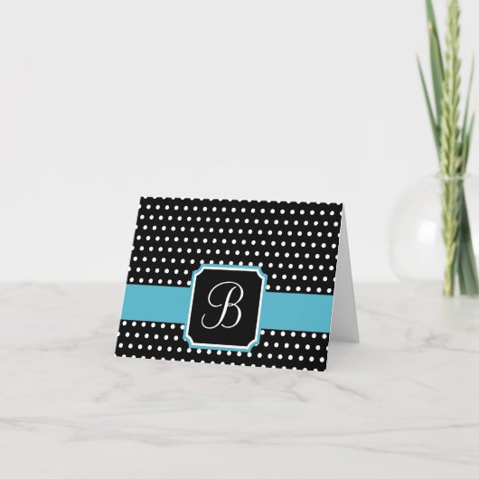 Polka Dot Monogram Bedankt Opmerking Kaarten (Voorkant)