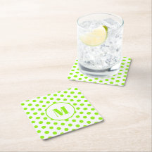 Polka Dot Monogram Initiaal Lime Groen op Wit