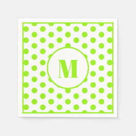 Polka Dot Monogram Initiaal Lime Groen op Wit Servet