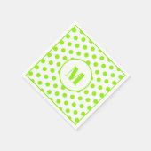 Polka Dot Monogram Initiaal Lime Groen op Wit Servet (Hoek)