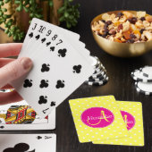 Polka dot monogram initiaal naam chic yellow pokerkaarten (Insitu)