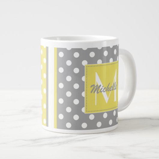 Polka Dot Monogram Jumbo Mok (Voorkant rechts)