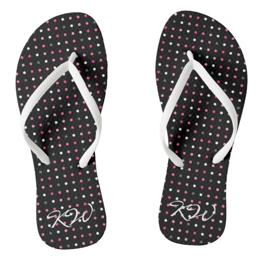 Polka Dot Monogrammed Teenslippers (Voetbed)