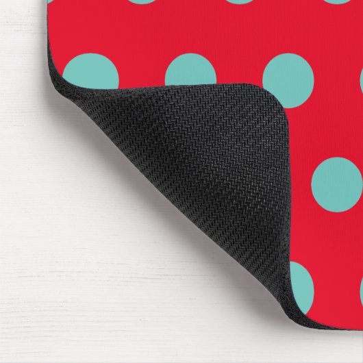 Polka Dot Muismat (Rood & Aqua) (Hoek)