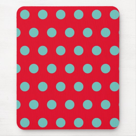 Polka Dot Muismat (Rood & Aqua) (Voorkant)