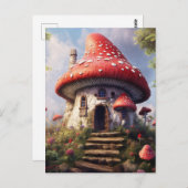 Polka Dot Mushroom House Briefkaart (Voorkant / Achterkant)