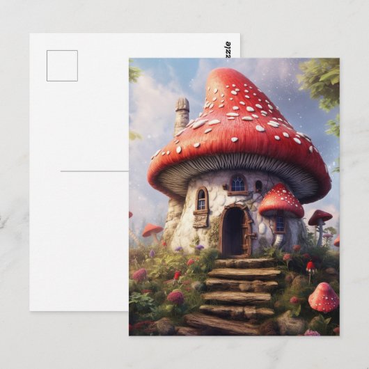 Polka Dot Mushroom House Briefkaart (Voorkant / Achterkant)