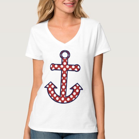 Polka Dot Nautical Anchor T-shirt (Voorkant)