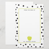 Polka Dot Neon Apple-leraar Briefpapier (Voorkant / Achterkant)