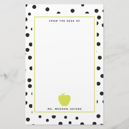 Polka Dot Neon Apple-leraar Briefpapier (Voorkant)