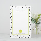 Polka Dot Neon Apple-leraar Briefpapier (Staand voorkant)