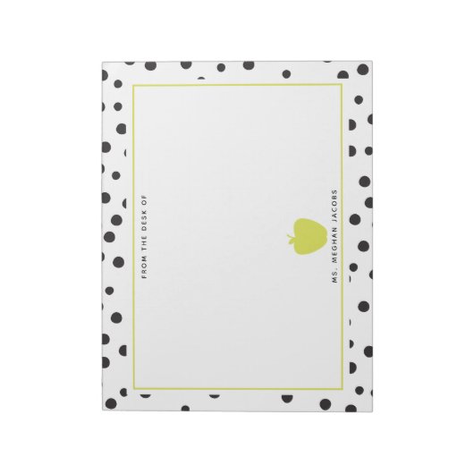 Polka Dot Neon Apple-leraar Notitieblok (Linkerzijde)