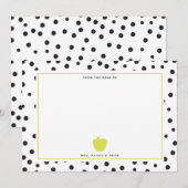 Polka Dot Neon Apple-leraar Notitiekaartje (Voorkant / Achterkant)