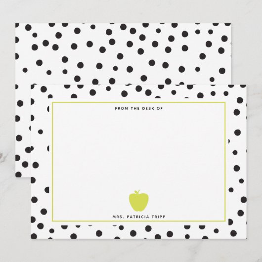 Polka Dot Neon Apple-leraar Notitiekaartje (Voorkant / Achterkant)