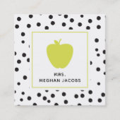 Polka Dot Neon Apple-leraar Vierkante Visitekaartje (Voorkant)
