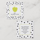 Polka Dot Neon Apple-leraar Vierkante Visitekaartje (Voorkant / Achterkant)