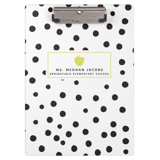 Polka Dot Neon Apple Teacher Klembord (Voorkant)