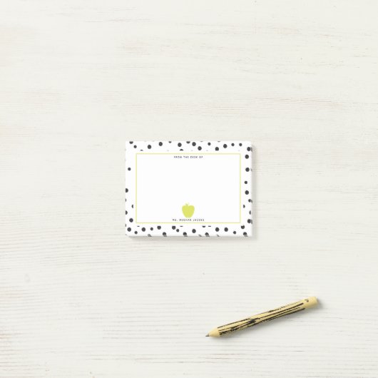 Polka Dot + Neon Apple Teacher Post-it® Notes (Op bureau)