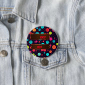 Polka dot neon kleur illustratie logo ronde button 7,6 cm (In situ)