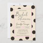 Polka Dot Neutral Black Pink Vrijgezellenfeest Inv Kaart (Voorkant)