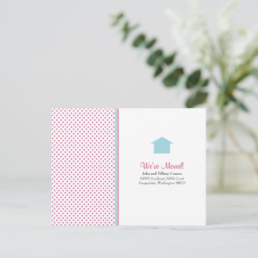 Polka Dot Nieuwe Home Briefkaarten (Staand voorkant)