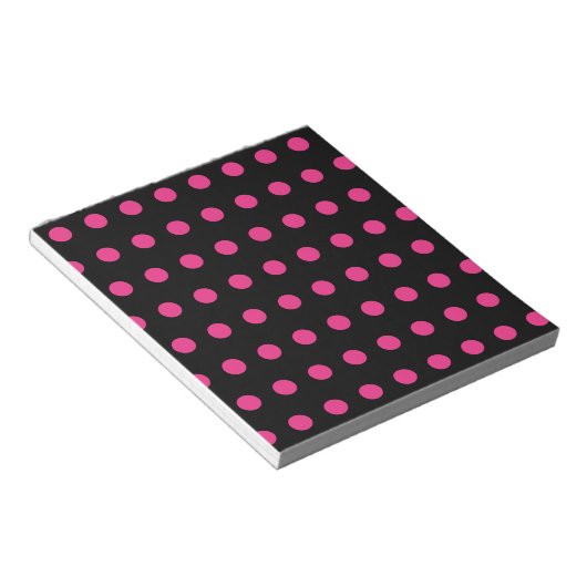 Polka Dot Notitieblok (zwart en neonroze) (Schuin)